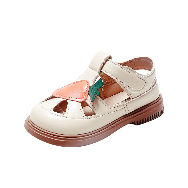 Niñas de dibujos animados conejo Baotou sandalias 2025 verano nuevo estilo niños estilo occidental princesa zapatos de cuero hueco para niñas marea