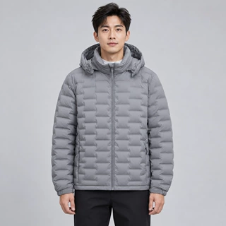 平湖驰新90绒新国标户外轻薄羽绒服男秋冬短款连帽轻便上衣外套