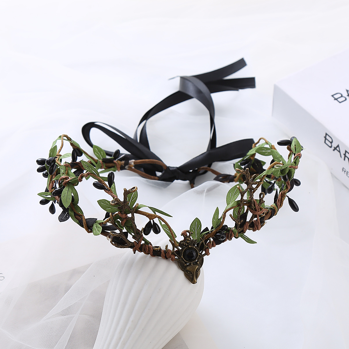 Crown Mori's leaves hair hoop Flower ring bride bridesmaid head…