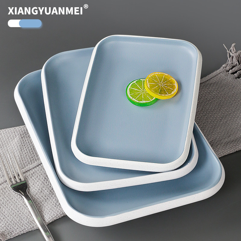 Xiangyuanmei melamine tableware plate, rectangular commercial plate, restaurant dish plate, imitation porcelain plastic hot pot restaurant plate Xiangyuanmei melamine tableware plate, rectangular commercial plate, restaurant dish plate, imitation porcelain plastic hot pot restaurant plate
