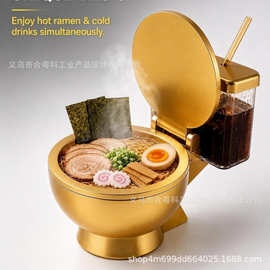 亚马逊跨境创意热销实用Toilet Shaped Ramen Bowl Set马桶拉面碗