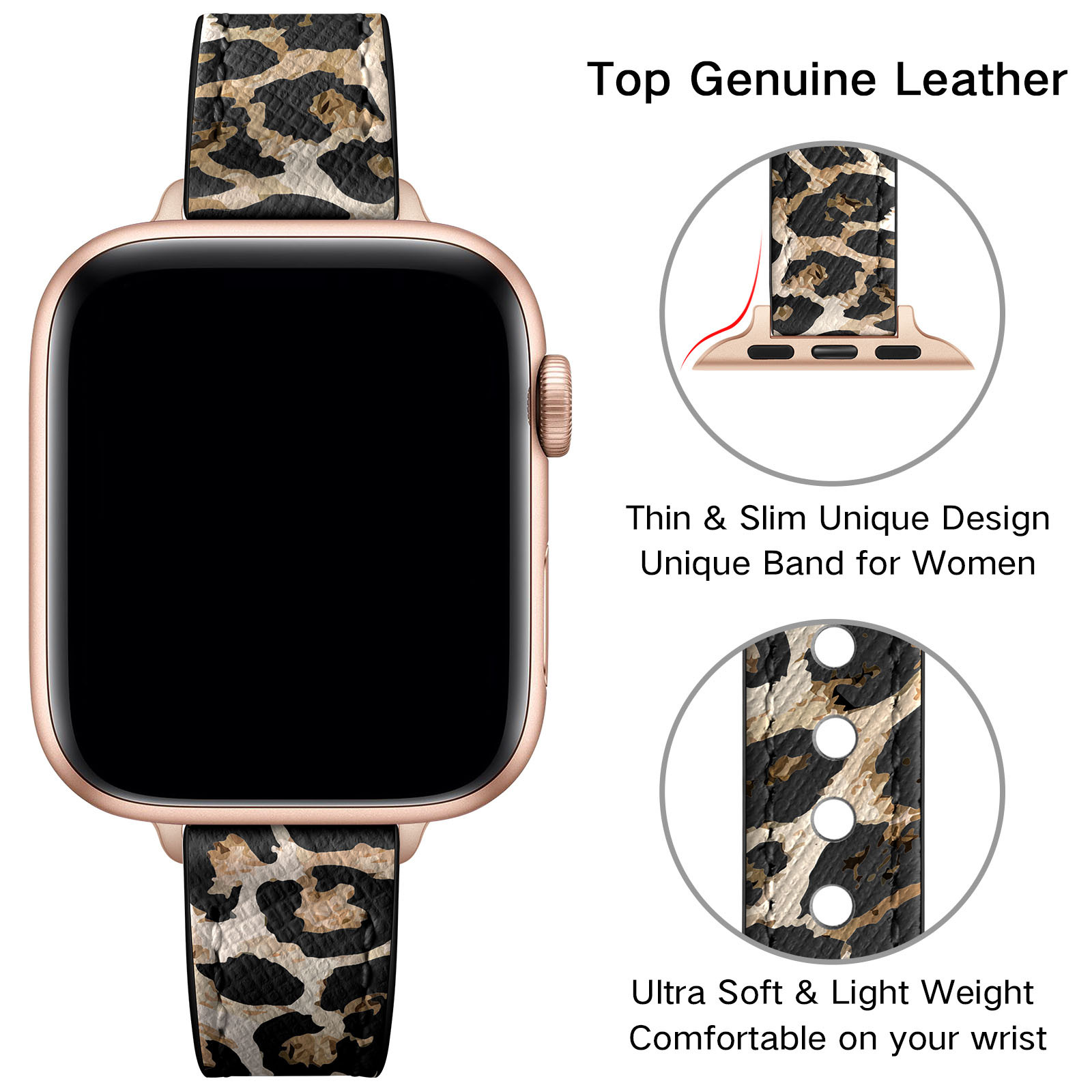 18g Weight Apple watch watchband Classification Genuine leather Material Solid Color Pattern Retro Style Retro Solid Color Apple Watch Watchband 63