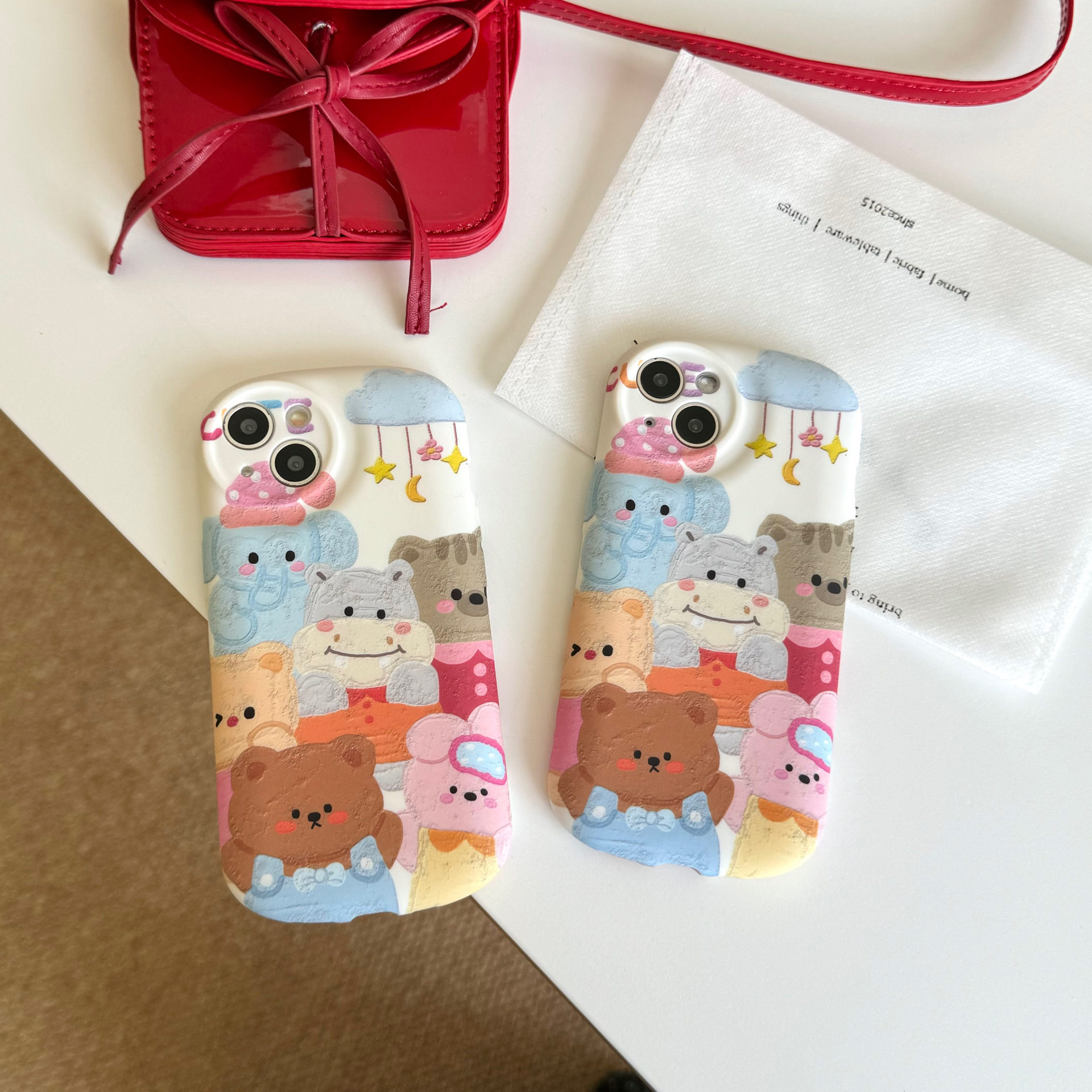 Pintura al óleo de dibujos animados oso hipopótamo animal para iPhone14 funda para teléfono móvil 13 Apple 12 hembra 15ProMax funda blanda