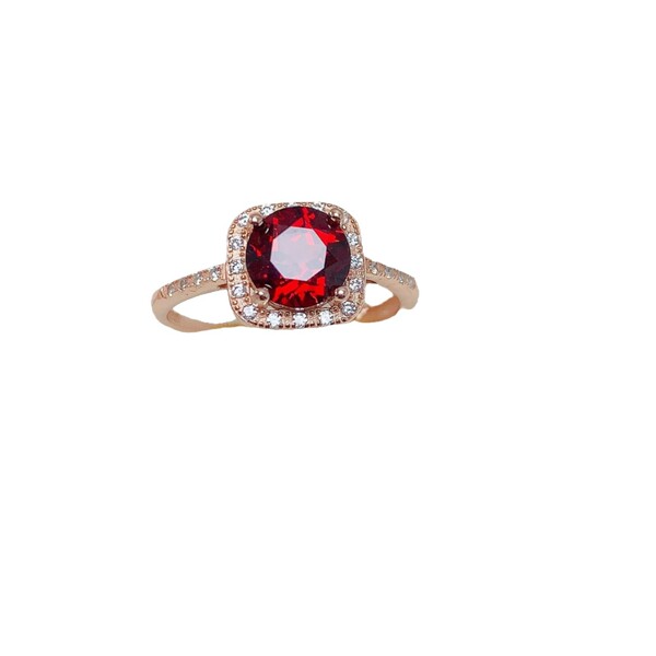 Organic ring with stone from Mozambique pomegranate