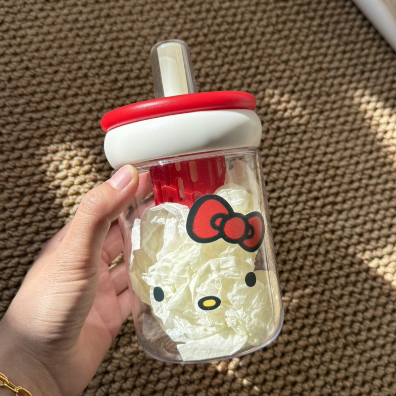 凯蒂猫高颜值2025新款吸管塑料水杯女生可爱便携杯子茶水随手分离|undefined