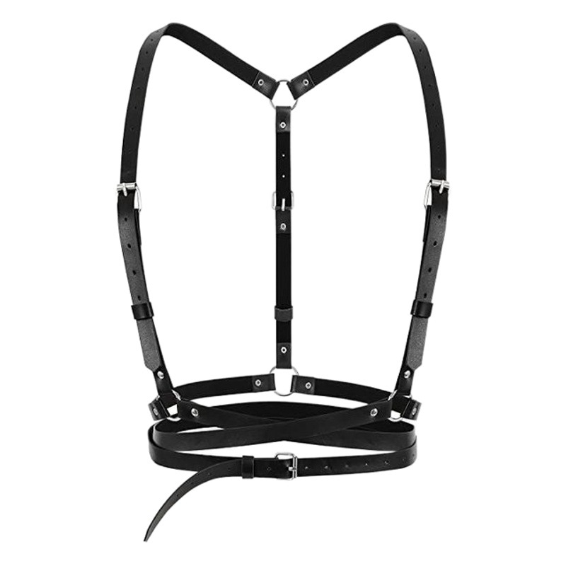 Juguetes sexuales de doble capa de la correa de bobinado SM desgaste de las mujeres vinculante ropa de cuero de la PU vinculante juguetes de entrenamiento