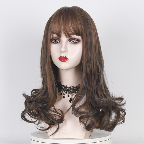 Foreign trade simulated scalp highlights, women's wigs, long curly hair, big wave wigs, pear blossom curls, chemical fiber hair covers