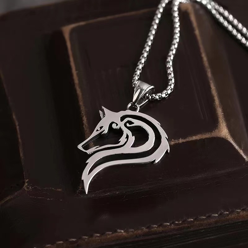 Wikinger Keltischer Wolfskopf Edelstahl Hip Hop Anhänger Herren Halskette Mode Punk Schmuck Geschenk_voghion.com
