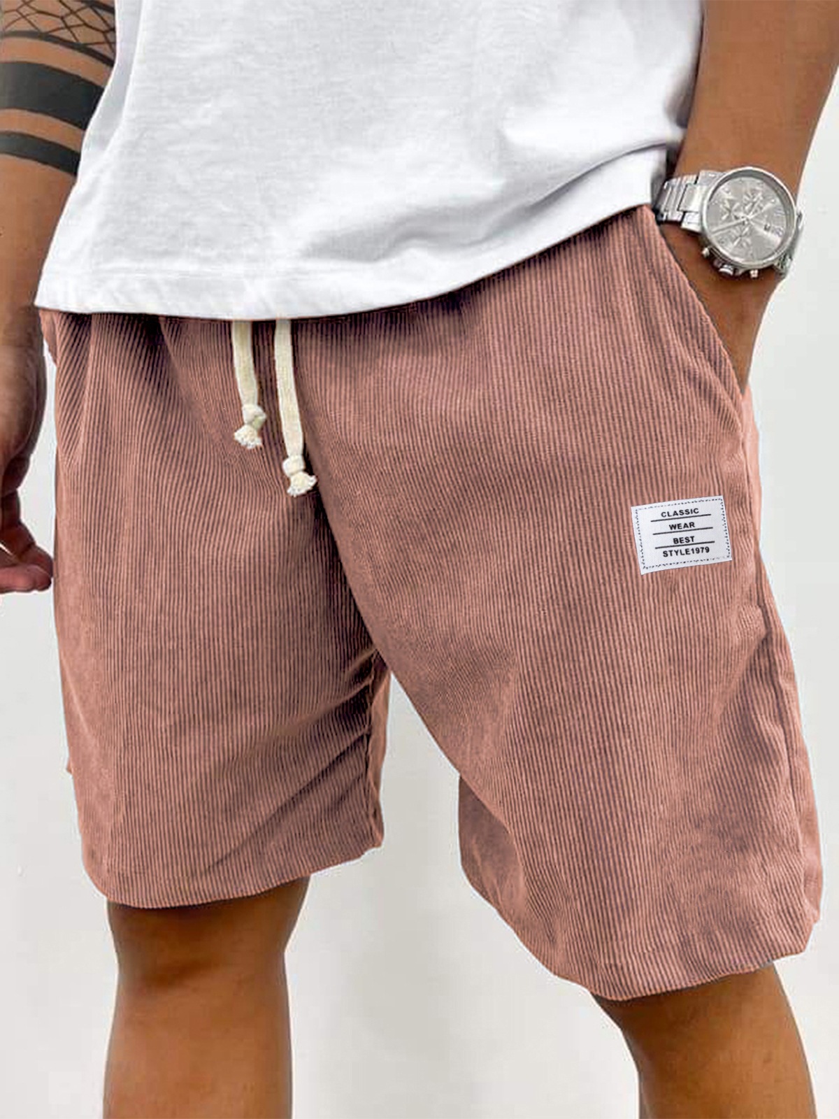 Men's Casual Drawstring Shorts New Style Versatile Trendy Five Point Pants Thin Pocket White Label_viptrois.com
