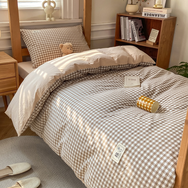 2025 nueva cama de dormitorio de algodón de tres piezas, cama de dormitorio de algodón para estudiantes, funda de edredón individual, funda de cama, funda de edredón