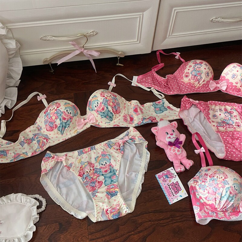 Candy Party Cute Milk Silk Push-Up Wireless Comfortable Lolita Bra Young Women's Underwear Set