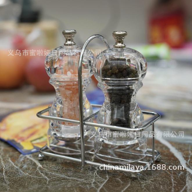 Conjunto transfronterizo nuevo moledor de sal de peppermint herramientas de molienda de botellas acrílicas transparentes con sabor restaurante