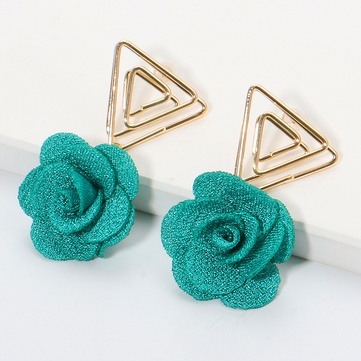 Korean Triangle Flower Earrings Wholesale display picture 4