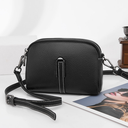 Genuine leather women's bag 2024 new fashion versatile first-layer cowhide mobile phone small bag women's shoulder bag crossbody bag