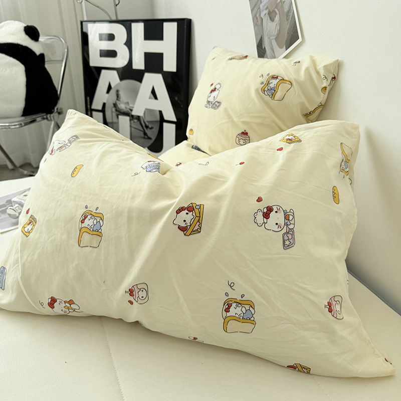 Ins少女心かわいいピンク猫水洗い二重糸シングル枕カバー一対単品枕カバー48*74cm芯なし|undefined