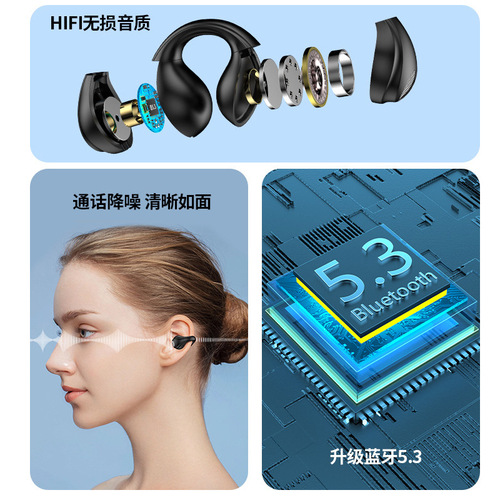 Ear clip type true wireless digital display high quality TWS binaural bilateral 5.3 stereo charging compartment Bluetooth headset new style