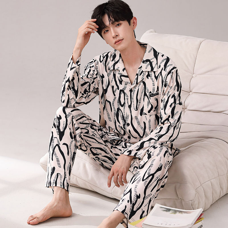 Pijamas de los hombres Primavera y Otoño Invierno 100% algodón de manga larga pantalones delgados más tamaño desgaste de alto nivel de los hombres de verano ropa de casa