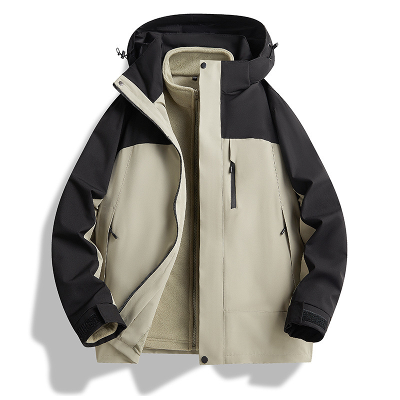 冲锋衣三合一可拆卸情侣户外旅行防风防水登山服男女同款山系潮牌|undefined