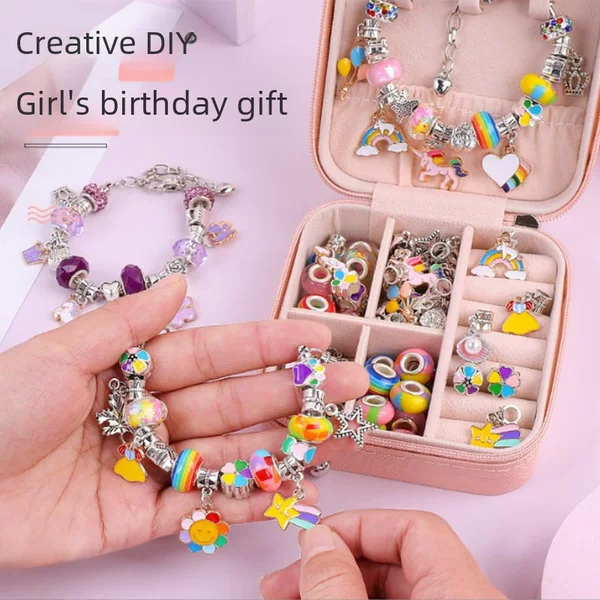 Amazon Hot Selling Children Educational Beaded Bracelet Set Suitable for 6-12 Years Old Girls Party Birthday Gift