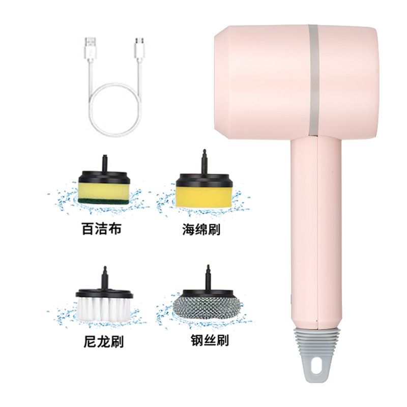 Cepillo de limpieza eléctrico transfronterizo para uso doméstico, cepillo de cocina multifuncional con cabezales de cepillo reemplazables, herramienta para lavar platos y ollas, máquina cepilladora manual.