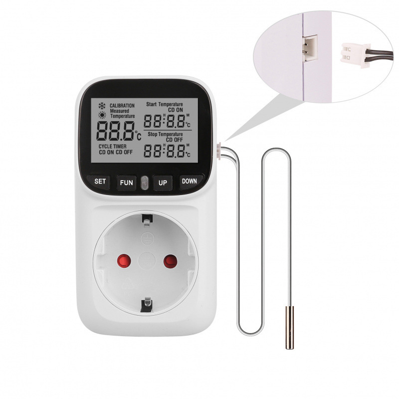 New European Standard Temperature Control Socket, Temperature Control Switch Socket, Countdown Timer Fish Tank Greenhouse Thermostat Socket