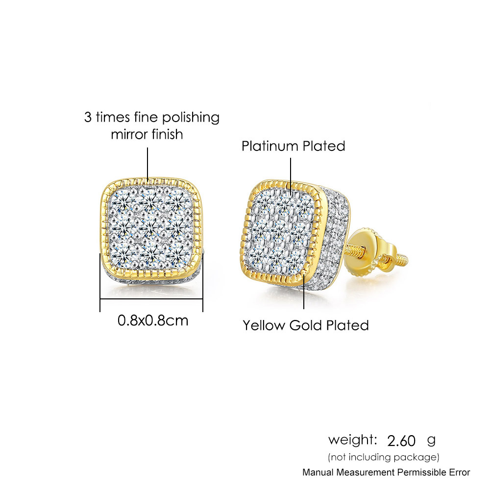 5g Weight Copper Ear Needle Material White Gold Plated, Gold Plated Plating Material Zircon Inlay Material Ear Studs Classification 1 Pair Quantity Daily, Party, Street Occasion Copper Material Round, Square, Heart Shape Pattern Unisex Gender Plating, Inlay Design Hip-Hop Style Gold, Silver Color 1 Pair Hip-Hop Round Square Heart Shape Plating Inlay Copper Zircon White Gold Plated Gold Plated Ear Studs 26