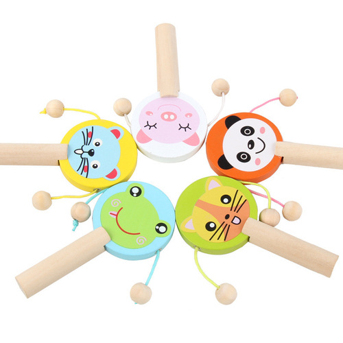 Cartoon castanets for infants and young children baby playing musical instruments rattle 1-year-old-2 baby wooden knocking board early education wholesale