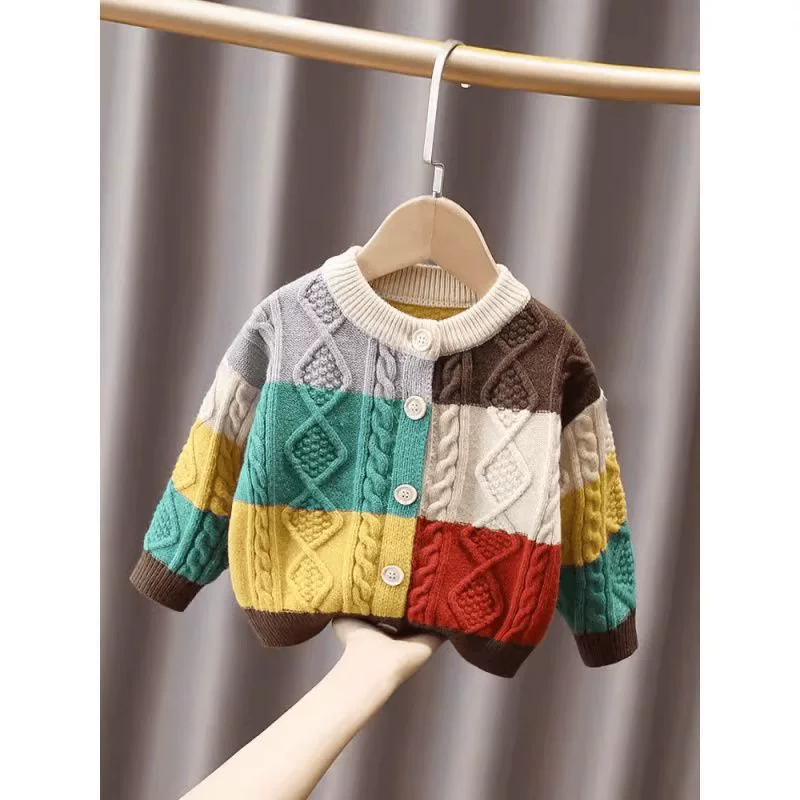 Autumn knitted cardigan, shirt, children's jacket, retro sweater