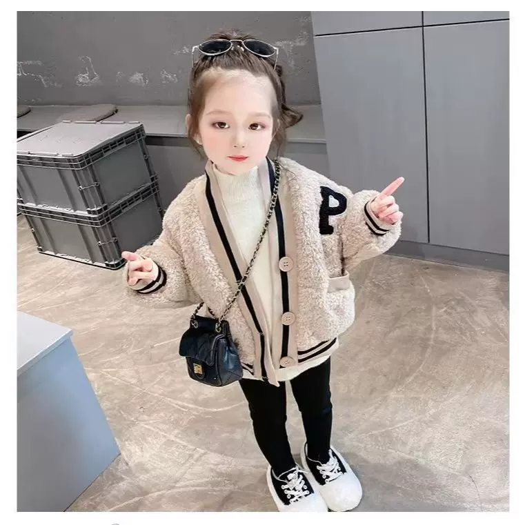 女童秋冬外套新款加厚棒球服宝宝保暖大衣童装毛毛衣服潮