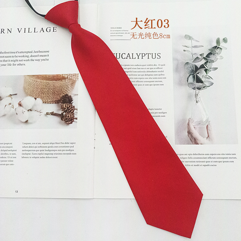 Los fabricantes venden al por mayor corbata con cremallera para mujer, fácil de tirar, sin estilo, moda de negocios profesional, corbata casual de color sólido para mujer