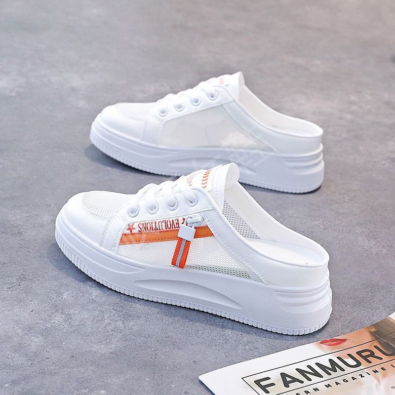 Baotou medio zapatillas de verano para mujeres 2025 nuevos zapatos de mujer perezosos con un pedazo antideslizante cómodos zapatos de lona para mujeres