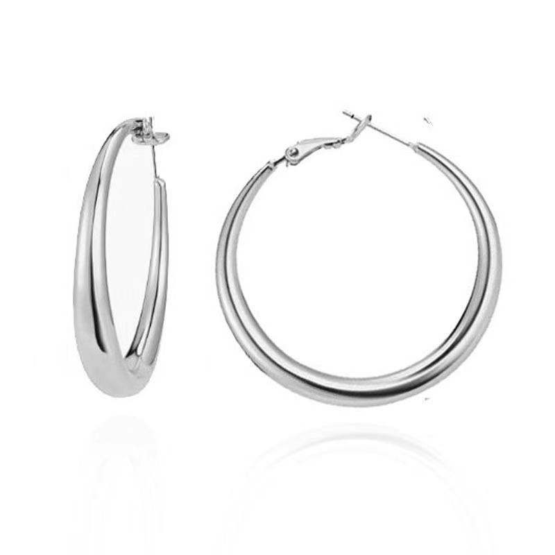 Minimalist Metal Circle Large Earrings for Women 2025 New Trendy Light Luxury Ear Accessories Korean Hoop Earrings Titanium Alloy Ear Studs