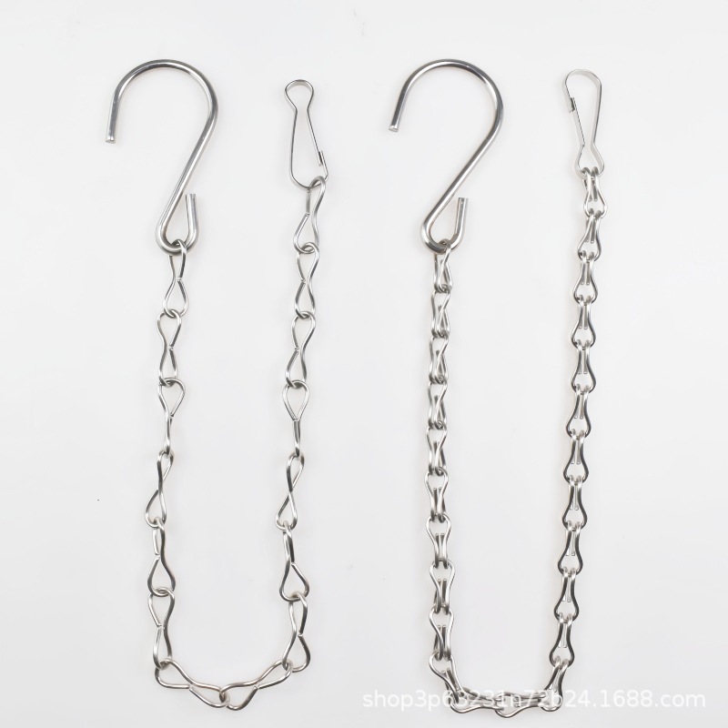 Acero inoxidable transfronterizo simple cadena de ocho macetas canasta de flores decoración jaula de pájaros doble 8 cadena de suspensión doble gancho placa de fuego cadena de ocho caracteres