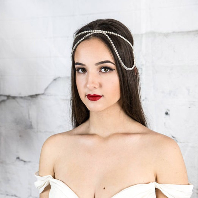 Mode kopfschmuck luxus multi schicht quaste strass haar zubehör kreuz grenze einfache persönlichkeit stirnband weibliche Haar band_voghion.com