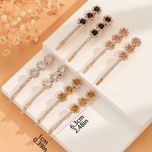 跨进水钻发夹一字夹发饰厂家批发饰品简约韩版镶钻跨境发卡边夹子