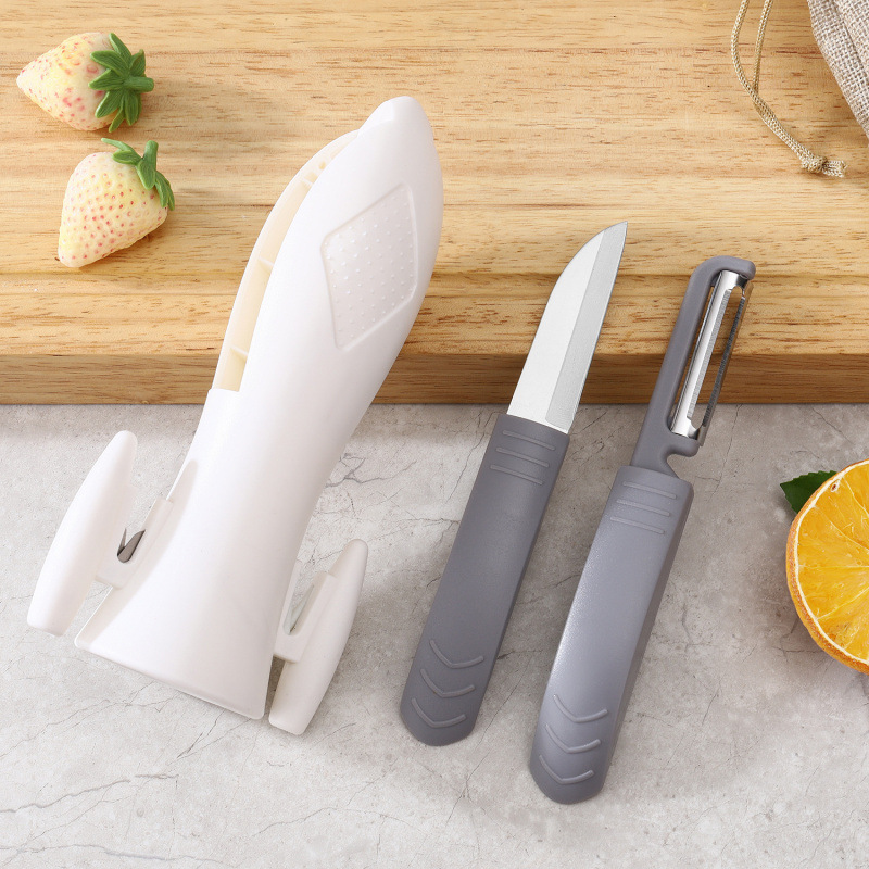 afilador multifuncional 5 - en - 1 cuchillo de corte de frutas doméstico abrazador de botellas de limpieza de barro afilador piedra