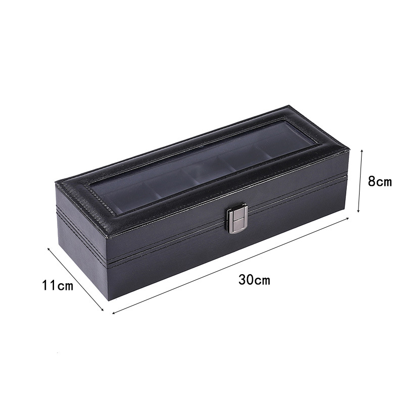 Nueva caja de almacenamiento de reloj transfronterizo en stock al por mayor negro PU cuero púrpura reloj pantalla caja 12-bit caja de reloj