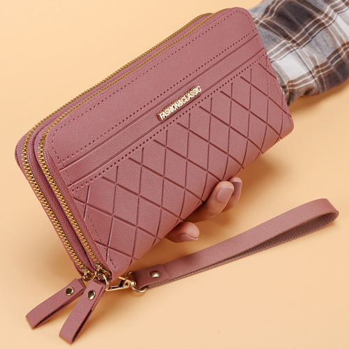  New Women's Long Wallet Korean Style Simple Double Zipper Coin Purse Multiple Card Slots Wallet Card Holder