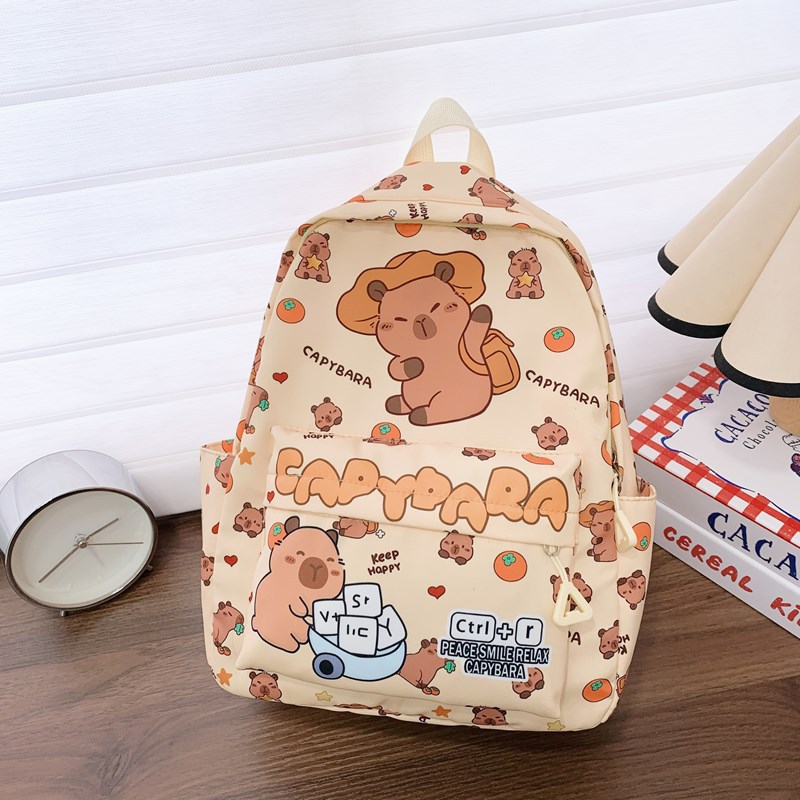 Nuevas mochilas transfronterizas para niños jardín de infantes para niños niñas lindas mochilas de dibujos animados al aire libre ocio capibara