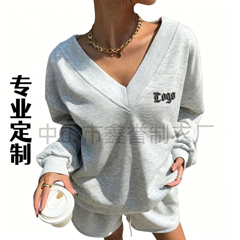 Customized V-Neck Loose Sweatshirt for Women, Oversized Pullover, Streetwear, Casual Wear, Printed Top, Fleece Customized V-Neck Loose Sweatshirt for Women, Oversized Pullover, Streetwear, Casual Wear, Printed Top, Fleece