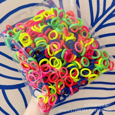 Saç üçün rezinlər – 500 Packs Seamless Towel Ring Children's - 9fluorescent-color-500-pieces-in-bag