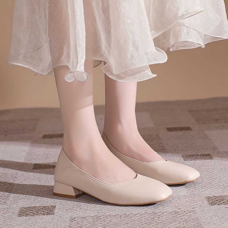 F2 아이보리 스퀘어 헤드 힐 높이 3cm
