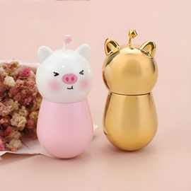 厂家直销   创意DIY可爱小猪蜜柚唇彩唇釉小空管    来图LOGO可做