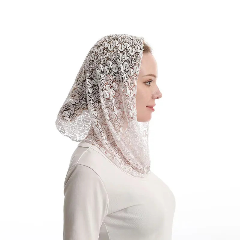 Voile de mariage musulman foulard dentelle voile musulman châle de masse voile monocouche_voghion.com