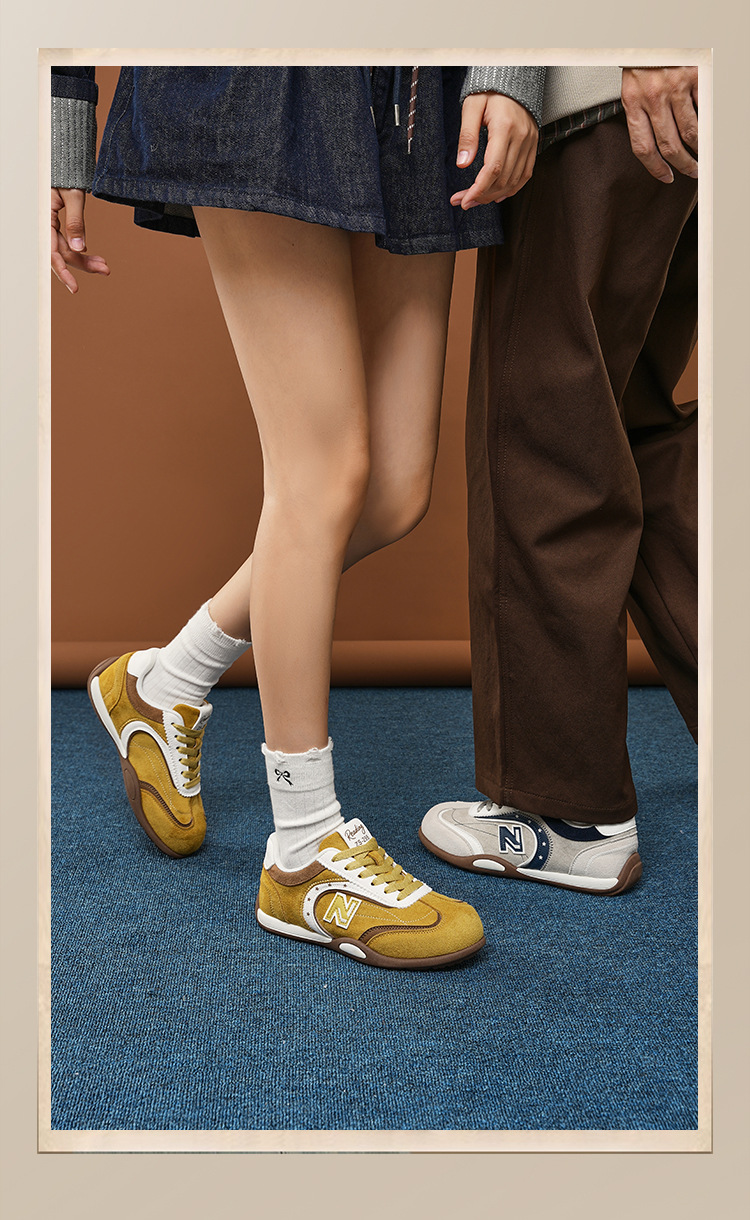 Giày sneaker nữ chạy bộ mesh thoáng đế bệt phong cách cổ điển — 298 Nâu Caramel chi tiết 9