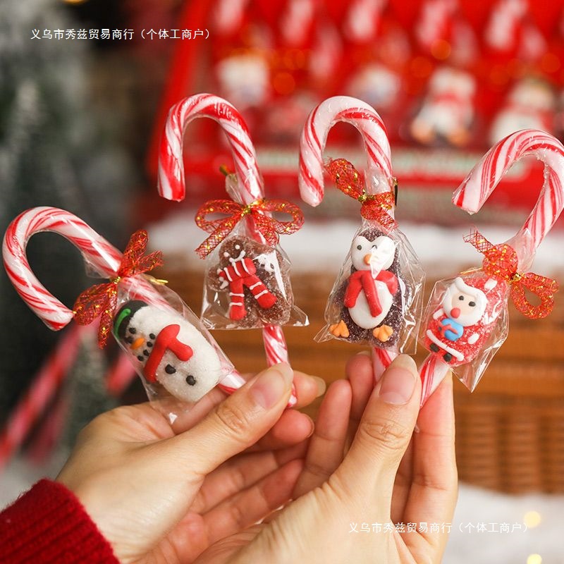 圣诞节糖果拐杖圣诞老人软糖卡通棒棒糖批发圣诞礼物节日限定喜糖