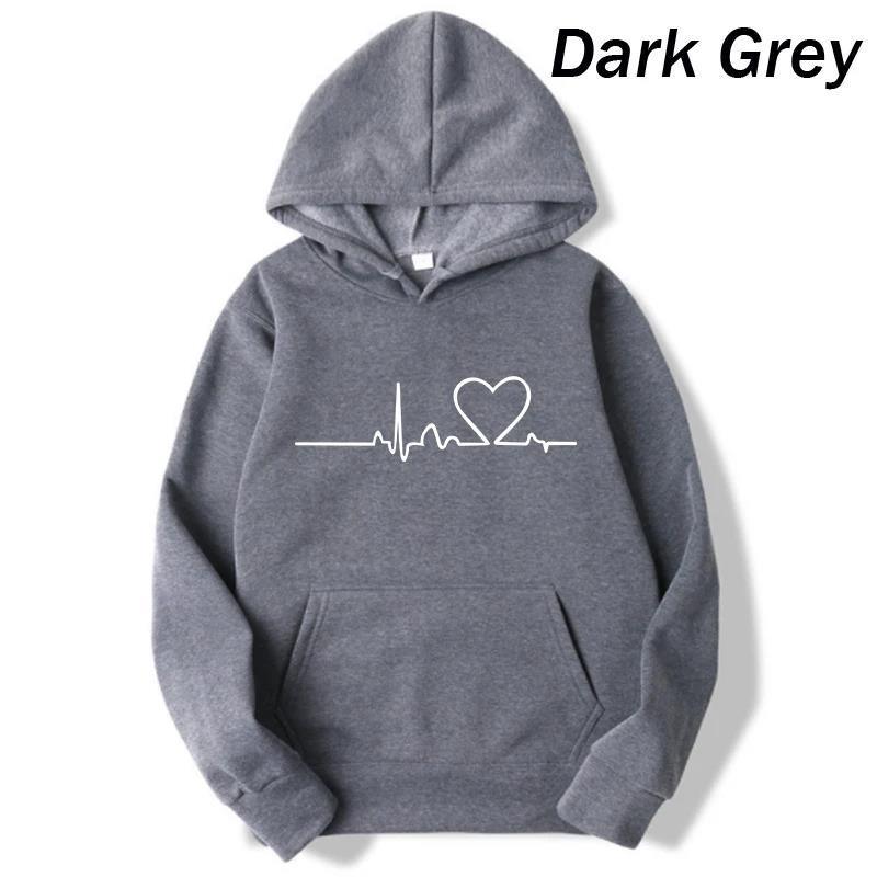 New Women Casual Hoodies Autumn/Winter Heartbeat Print Men L
