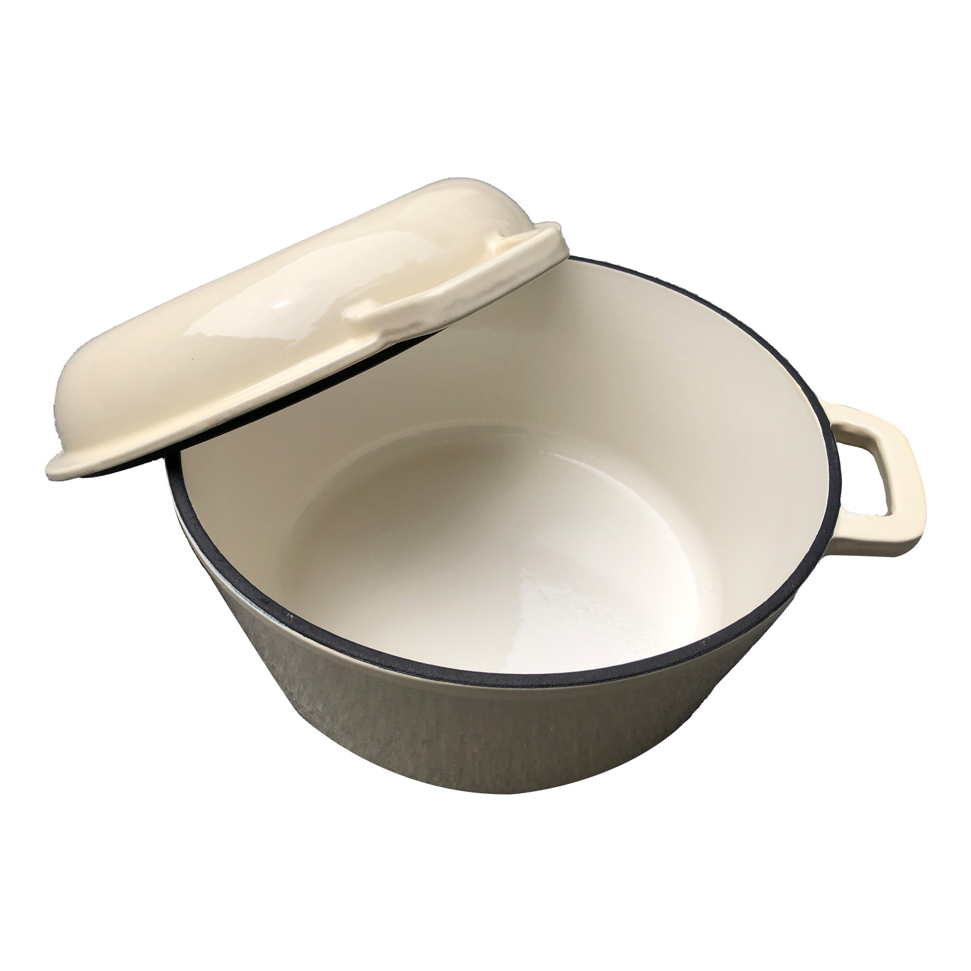 High-quality round cast iron enamel pot with lid, made in China, white enamel pot with lid