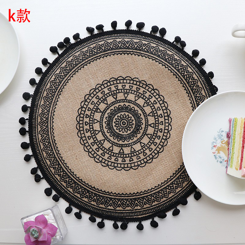 황마 원형 플레이스매트 K