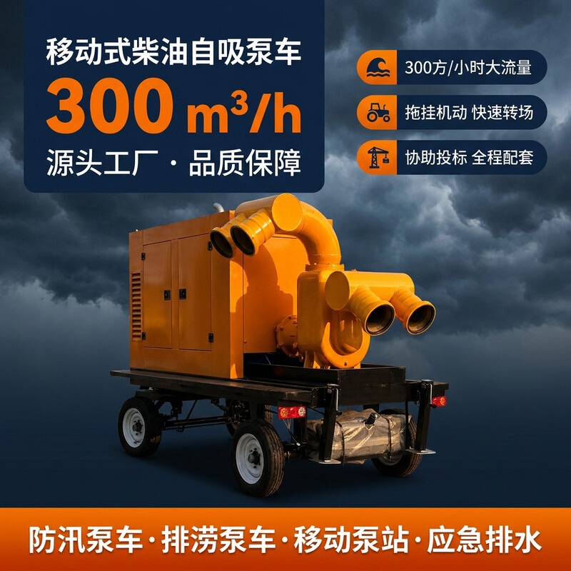 300 Cubic Meters High-Flow Flood Control and Drainage Pump Truck, Mobile Diesel Self-Priming Pump, Emergency Drainage Equipment 300 Cubic Meters High-Flow Flood Control and Drainage Pump Truck, Mobile Diesel Self-Priming Pump, Emergency Drainage Equipment